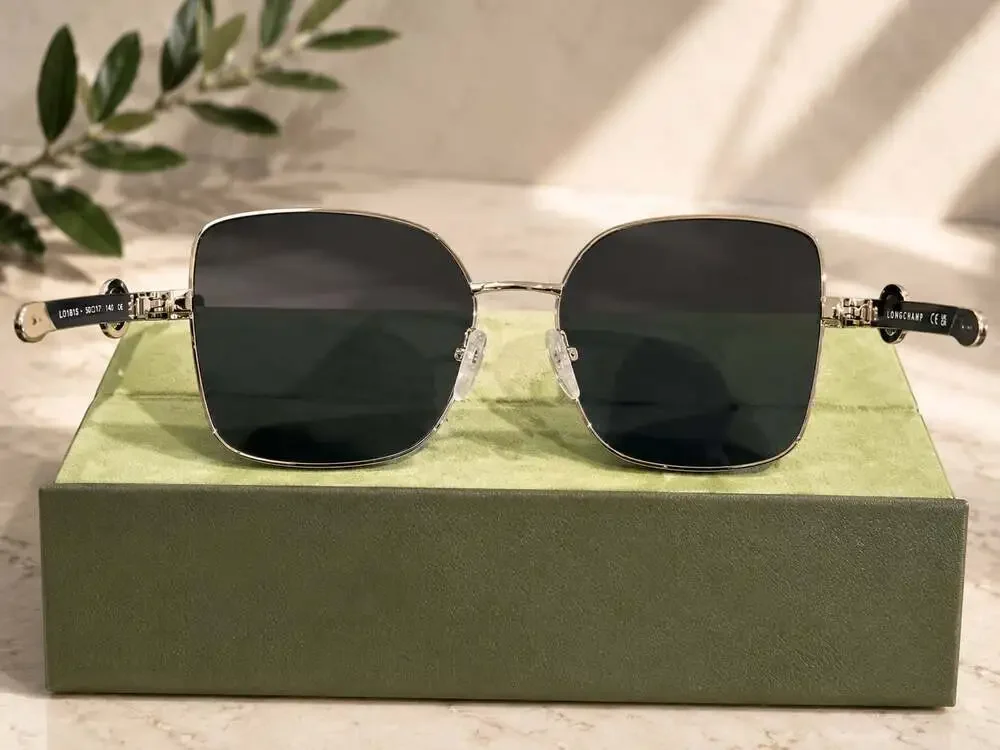 Longchamp LO181S Silver Square Sunglasses Gray Lens Designer Eyewear